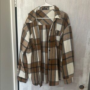 Brown and Cream Plaid flannel/shacket